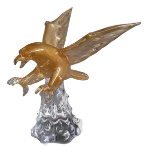 Mid-Century Italian Murano Glass Eagle Sculpture with Gold Leaf by Arnaldo Zanella, 1970s
