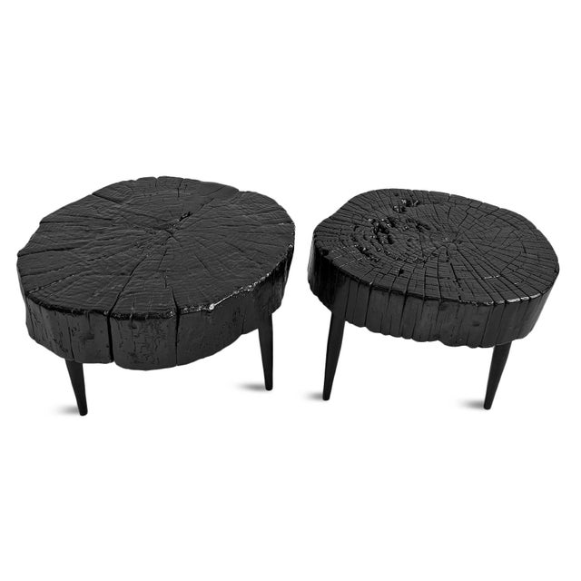 Black Burn Lacquer Stump Side Table For Sale In Los Angeles - Image 6 of 6