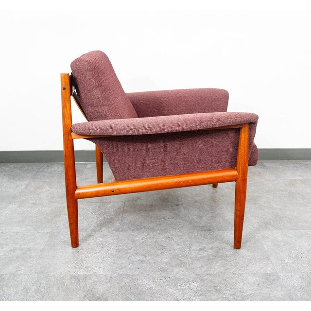 1960s Mid Century Danish Modern Lounge Chairs Set Grete Jalk France Sons Purple Teak For Sale - Image 11 of 12
