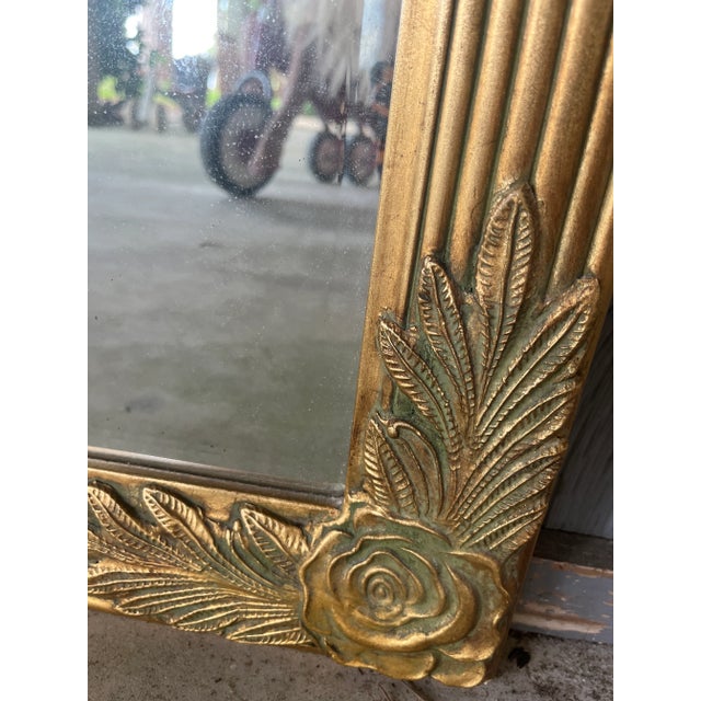 1950s 1950’s Hollywood Regency Arched Gold Carved Wood Mirror For Sale - Image 5 of 8