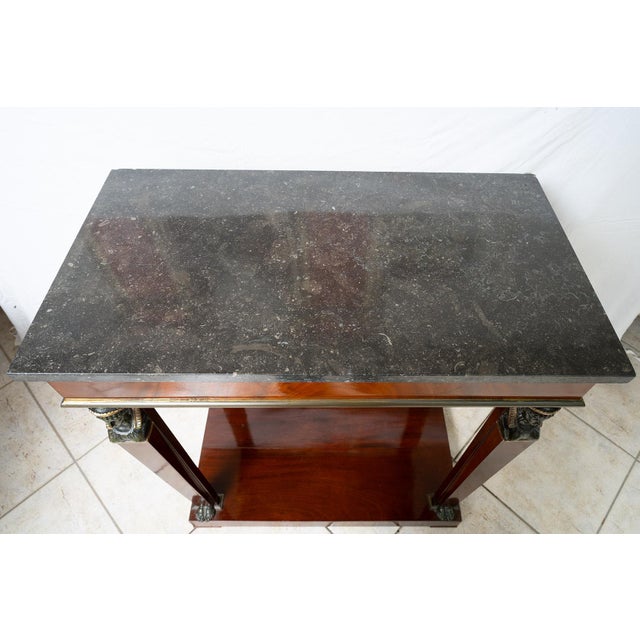 Console Table in Mahogany Feather with Black Belgian Marble Top, France, 1800s For Sale - Image 4 of 6