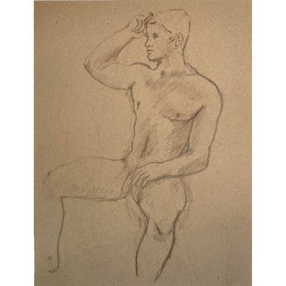 1990s Ron Yrabedra Male Nude Drawing For Sale