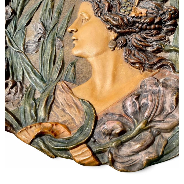 Austrian Art Nouveau Relief Porcelain Wall Charger, C. 1905 For Sale - Image 14 of 16