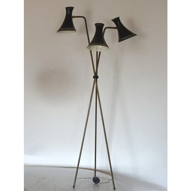 Mid-Century Modern Three-Armed Floor Lamp, 1950s For Sale - Image 3 of 18