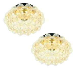Large Mid-Century Amber Bubble Glass Flush Mount by Helena Tynell for Limburg, Germany, 1970s
