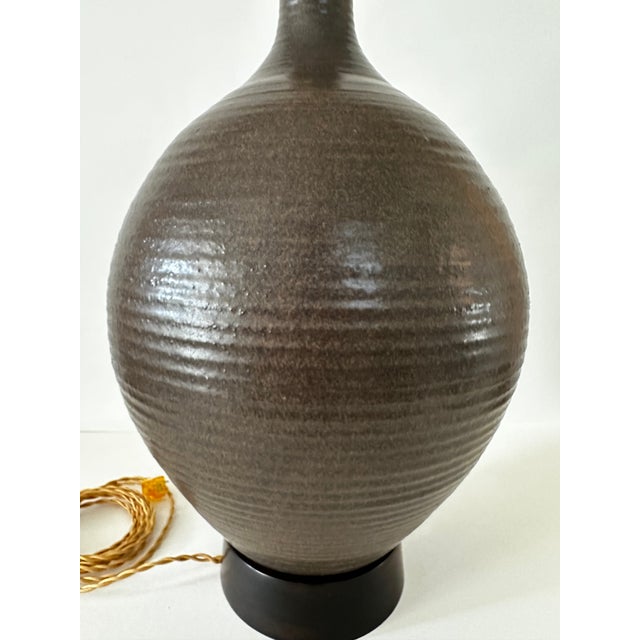 Mid-Century Modern 1960s Mid Century Modern Extra Large Hand Thrown Stoneware Lamp For Sale - Image 3 of 18