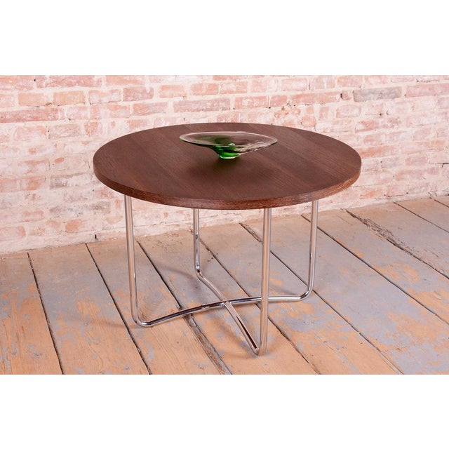 Brown Bauhaus Round Coffee Table in Beech and Wenge, Czech, 1930s For Sale - Image 8 of 11