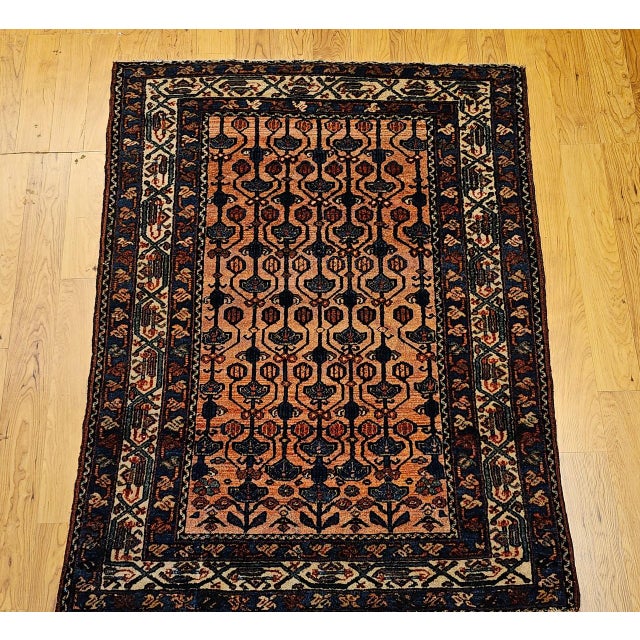 "This antique Persian Malayer rug from the early 1900s is a rare and delightful piece — an elegant allover design set in a...