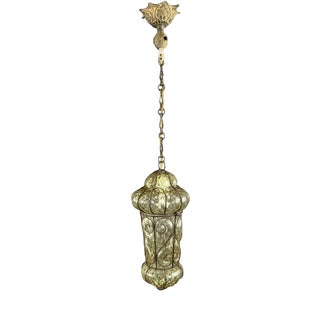 19th Century Metal and Murano Glass Lantern Pendant Light For Sale