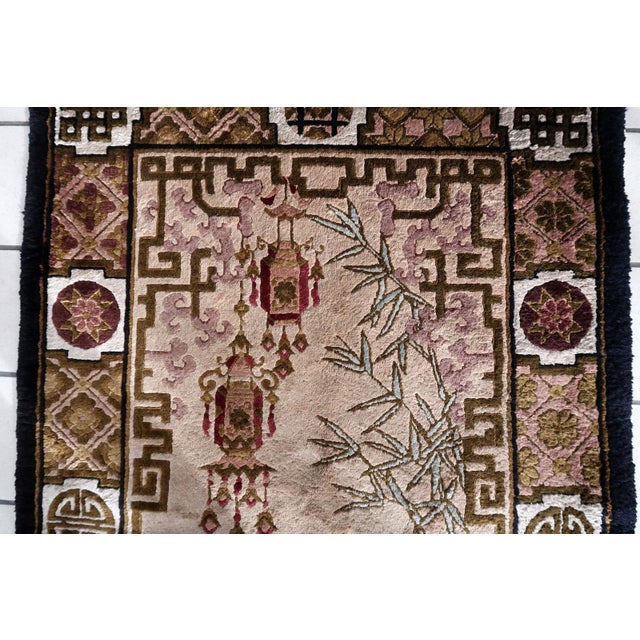 Burgundy Handmade Vintage Art Deco Chinese Silk Rug 2.9' X 5' (90cm X 154cm), 1960s For Sale - Image 8 of 11