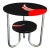 1940s Bauhaus-Deco Round Black and Red Lacquer Table With Silver Leaf Details For Sale