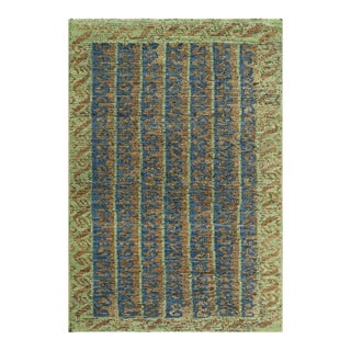 Rug & Kilim’s Tribal Rug in Blue, Green, and Brown Geometric Patterns For Sale