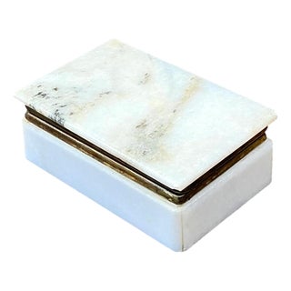 Vintage Stone and Metal Trinket Box For Sale