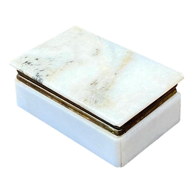 Vintage Stone and Metal Trinket Box For Sale