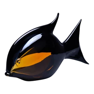 Black and Amber Murano Glass Fish