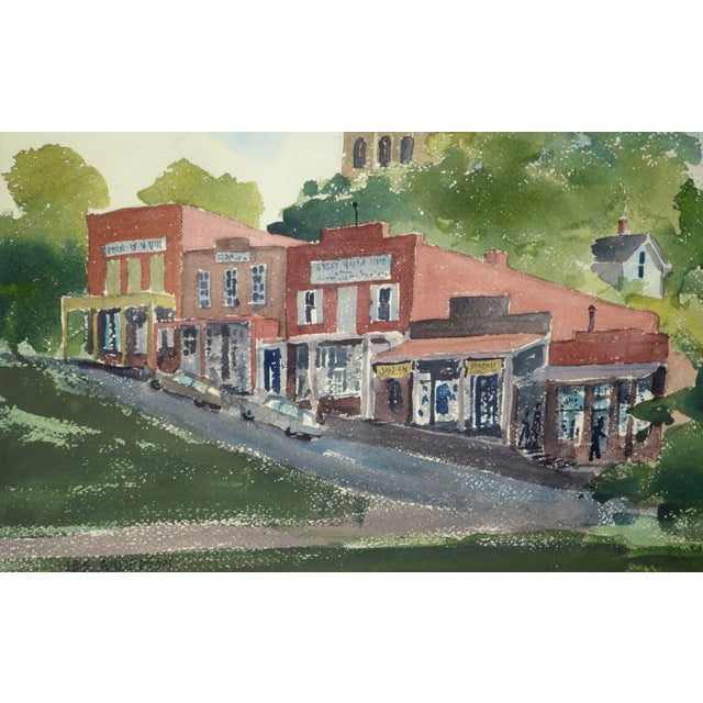Old Town Auburn, Vintage California Landscape Watercolor by Les Anderson For Sale In Monterey, CA - Image 6 of 10
