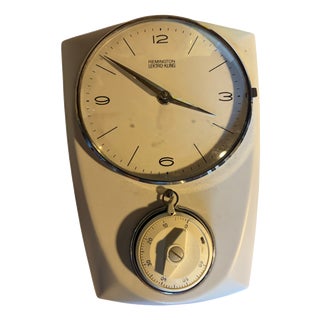 Wall Kitchen Clock in Porcelain and Glass Quartz with Egg Timer from Remington Lektro-Kling, 1964 For Sale