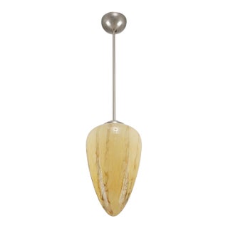 Restored Vintage European Cone Shaped Glass Pendant Light For Sale