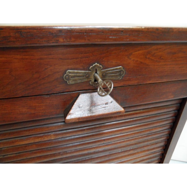 Antique Oak Filing Cabinet with Roller Shutter, 1890s For Sale - Image 9 of 11