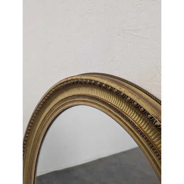Oval Mirror in Wood and Gilded Stucco with Heart-Shaped Stripes, in Very Good conditions.