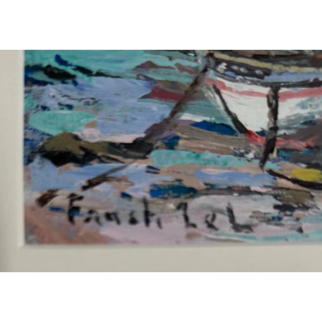 Brilliant light, texture, and color give this everyday village seascape of a fisherman at work an ethereal and magical...