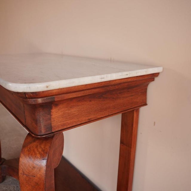 Brown Marble and Walnut Console Table For Sale - Image 8 of 18