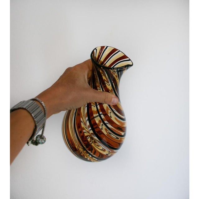 Black Italian Modern Murano Glasses and Pitcher by Mariana Iskra, 2004s, Set of 7 For Sale - Image 8 of 18