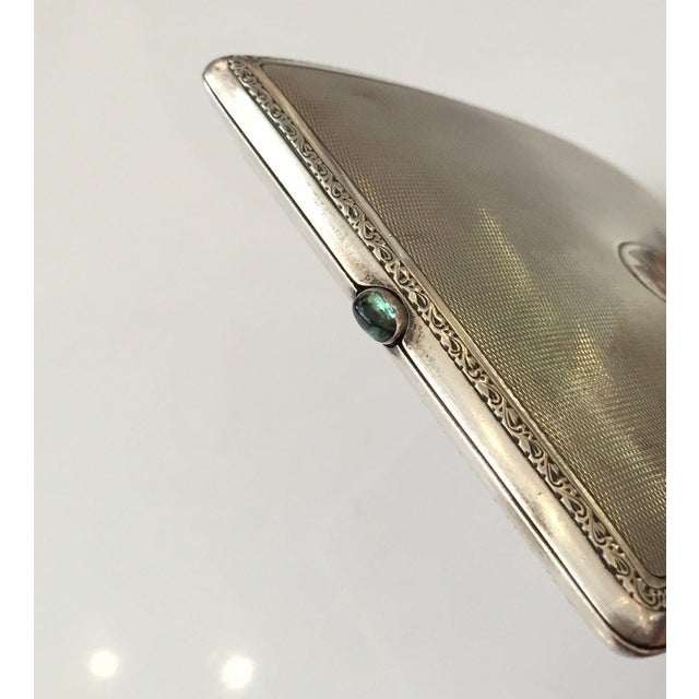 Silver 1920s Early Century Art Nouveau German Sterling Silver Cigarette Case With a Sapphire Stone For Sale - Image 8 of 9