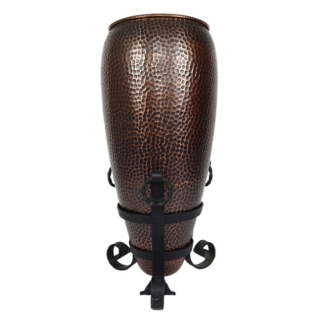 Mid-Century Hammered Copper Umbrella Stand For Sale