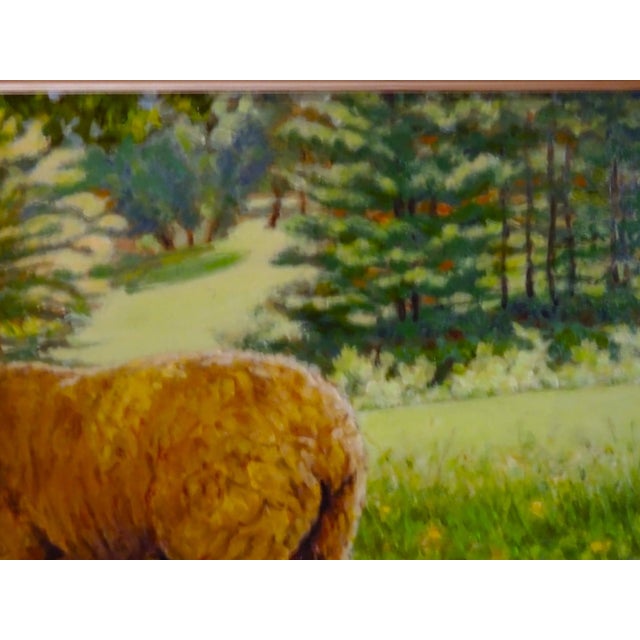 2000 - 2009 2005 "Ewe and Lamb", Oil Painting on Masonite by Sandra Eames, Framed For Sale - Image 5 of 12