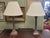 A pair of bronze modern table lamps after the original design by Stewart Ross James for Hansen Lighting. Dating to the...
