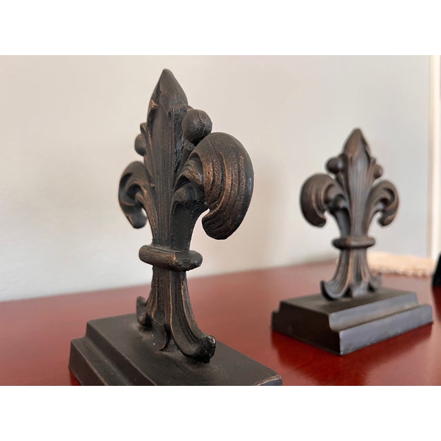 Pair of Fleur De Lis Bookends For Sale In San Francisco - Image 6 of 7