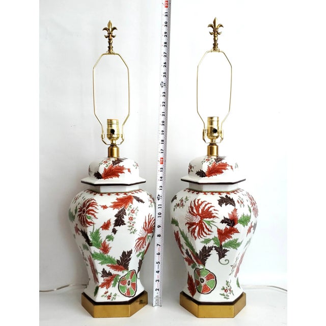 Mid 20th Century Lamps Pair French Ginger Jars For Sale - Image 5 of 12
