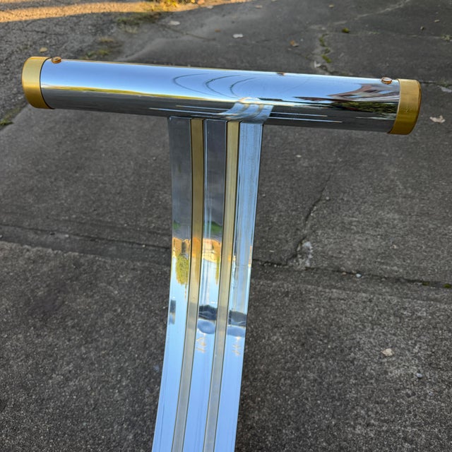 Chrome Romeo Rega Chrome & Brass Dining Table Base For Sale - Image 8 of 12