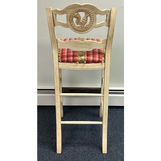 Cream Country French Rooster Ladderback Barstools - A Pair For Sale - Image 8 of 10