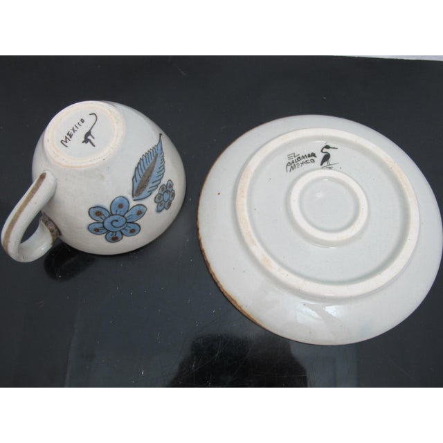 Ken Edwards El Palomar Blue Bird Tonala Mexico Folk Art Coffee Tea Cup & Saucer For Sale - Image 11 of 11
