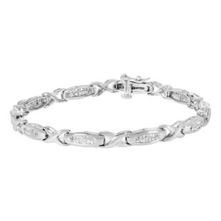 14K White Gold 1.0 Cttw Invisible-Set Princess Diamond Tennis Bracelet (H-I Color, SI1-SI2 Clarity) - 7" For Sale