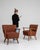 Pair of Mid-Century Modern Upholstered Armchairs Burnt Orange For Sale - Image 14 of 14