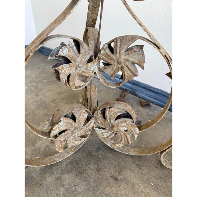 Metal 1900s Distressed French Wrought Iron Lanterns, Rococo Style For Sale - Image 7 of 15