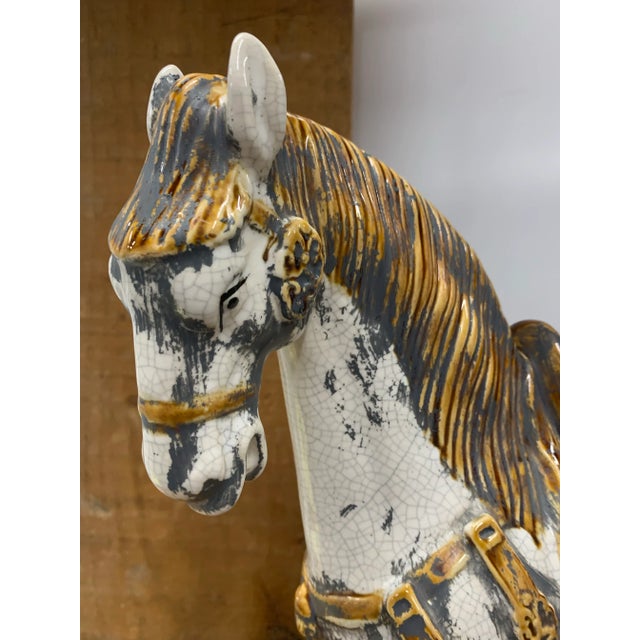 Vintage Late 20th Century Tang Style Ceramic War Horse Sculpture For Sale In Dallas - Image 6 of 6