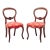 Pair Early 20th C Walnut Balloon Back Side Chairs With Red Upholstery For Sale