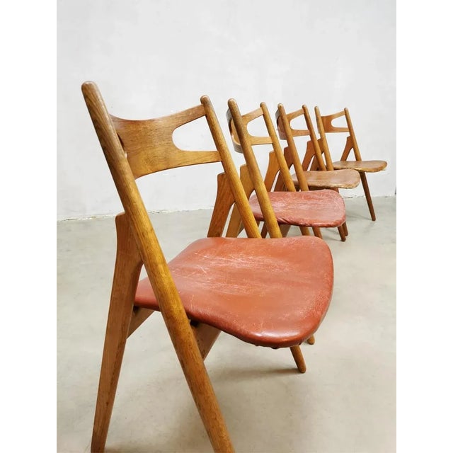 Mid-Century Danish Sawbuck Dining Chairs by Hans Wegner, Set of 4 For Sale - Image 5 of 8