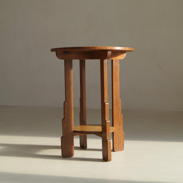 Dutch Amsterdam School Art Deco Stepped Side Table with Ball Feet, 1920s For Sale - Image 6 of 16