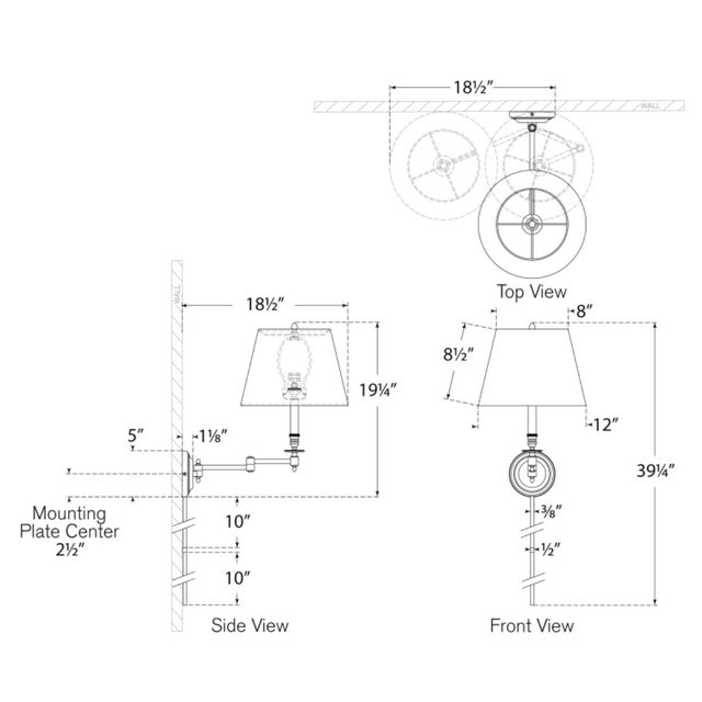 Candlestick Swing Arm in Bronze with Linen Shade Designer: Studio VC Finish: Bronze Height: 16" Width: 19.25" Extension:...