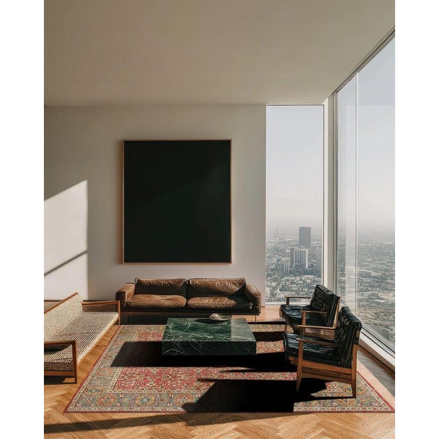 8x10 Coral Hand-Knotted Wool Geometric Floral Tapestry Traditional Carpet Rug For Sale In New York - Image 6 of 8