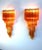 - Pair of large amber colored Murano glass wall sconces - 41 Murano crystal prism (quadriedri) on each applique - Chrome...