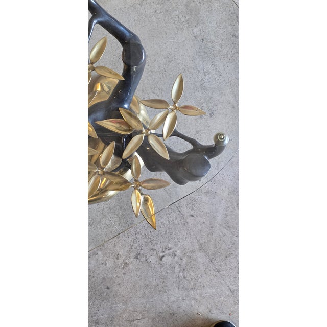 Vintage Brass and Glass Bonsai Tree Coffee Table by Willy Daro, 1980s For Sale - Image 4 of 14