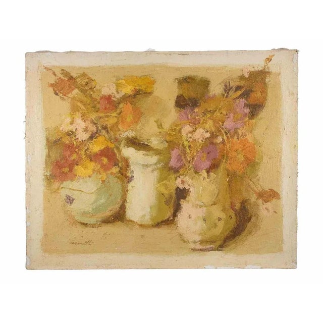 Oil on canvas realized by Franco Marzilli (1934-2010) in 1970s. Hand signed lower left. Very good condition. Franco...