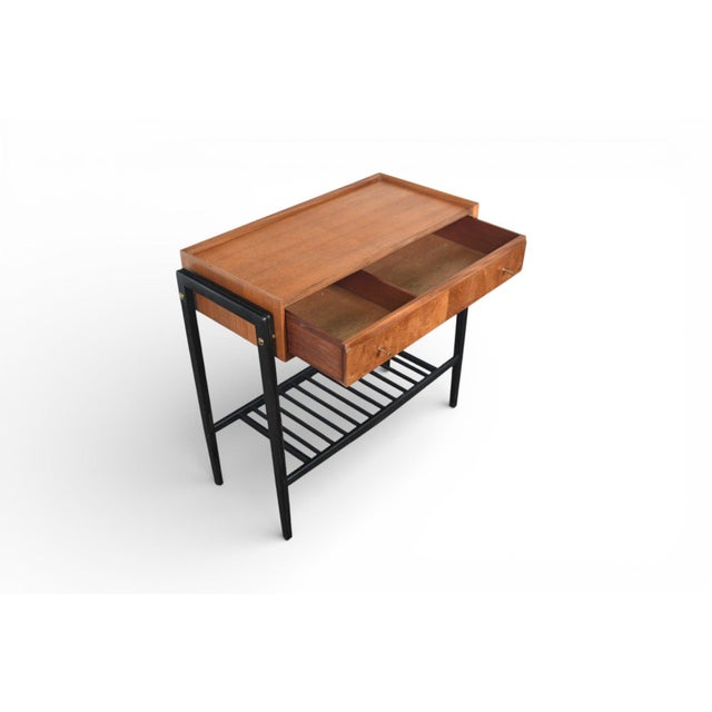 Mid 20th Century Mid 20th Century Teak + Black Lacquer Console Table With Drawer For Sale - Image 5 of 12