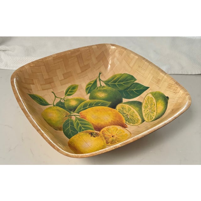 Vintage Citrus Chic Lemon and Lime Woven Bamboo Bowl For Sale In Palm Springs - Image 6 of 9
